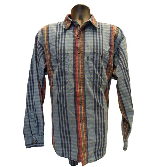 Colours by Alexander Julian Shirt Mens XL Plaid Cotton Long Sleeve Vintage Style - Picture 5 of 13